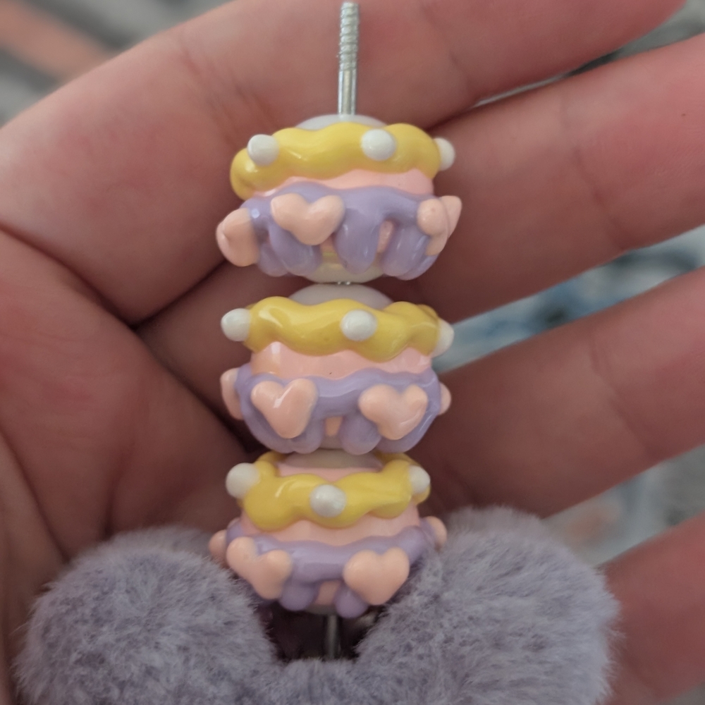 Pastel Beaded Keychain with Heart Accents